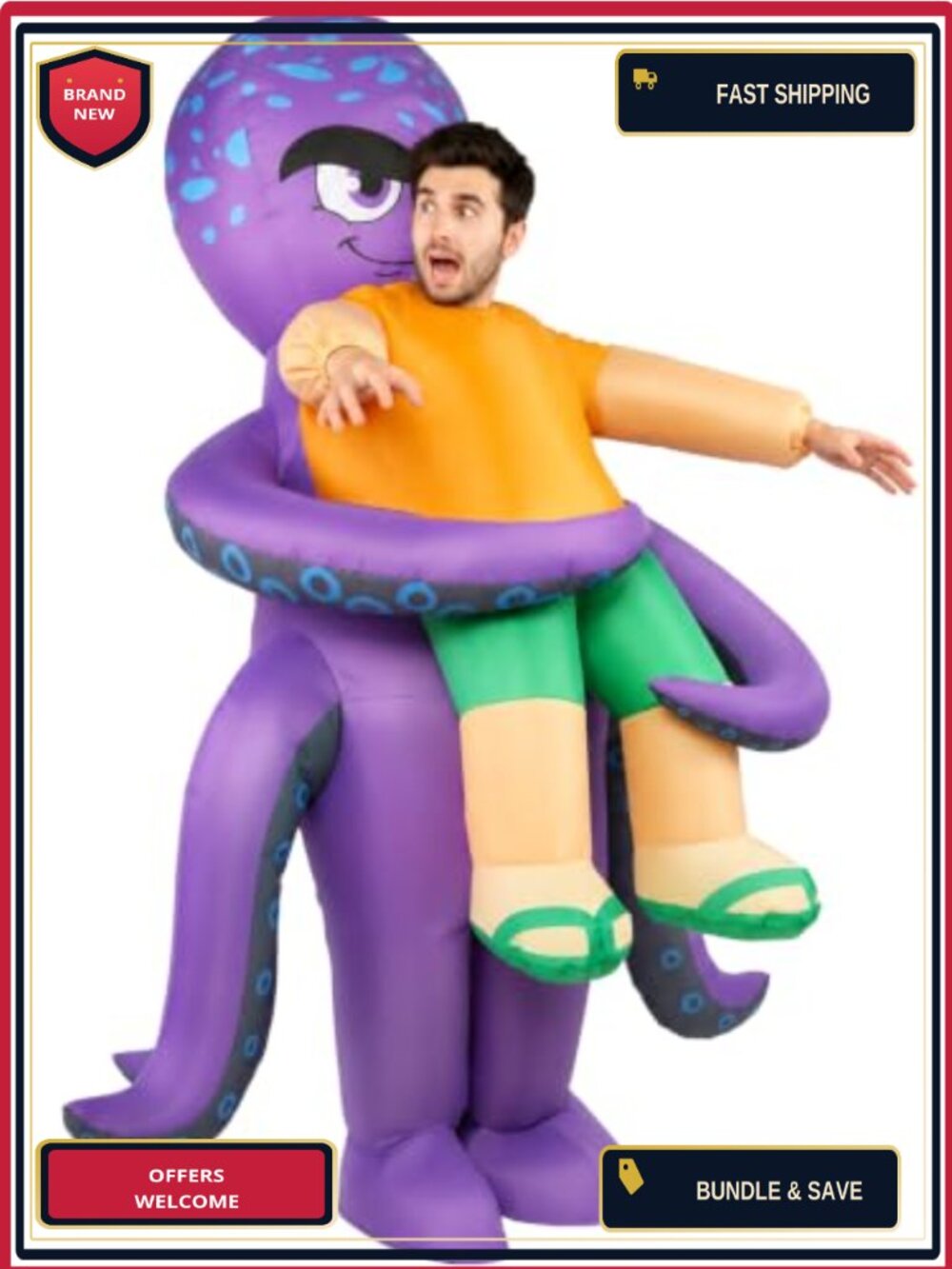 Inflatable Octopus Costume Adult Funny Blow Up Halloween Cosplay
